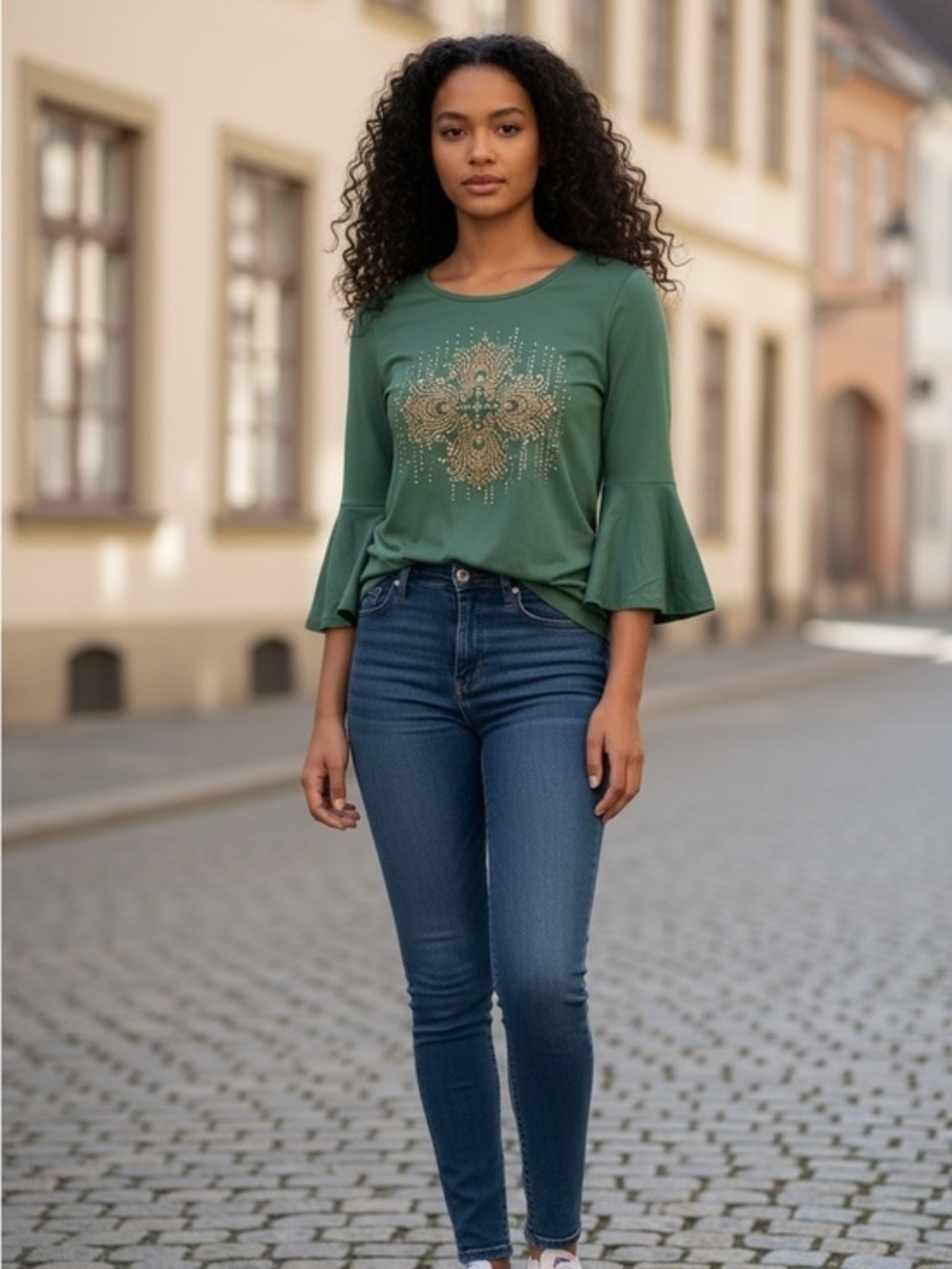 Glitterscape Bell Sleeve Top